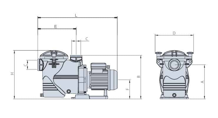 Dimensions de la pompe de filtration ASTRAL NEW EUROPA